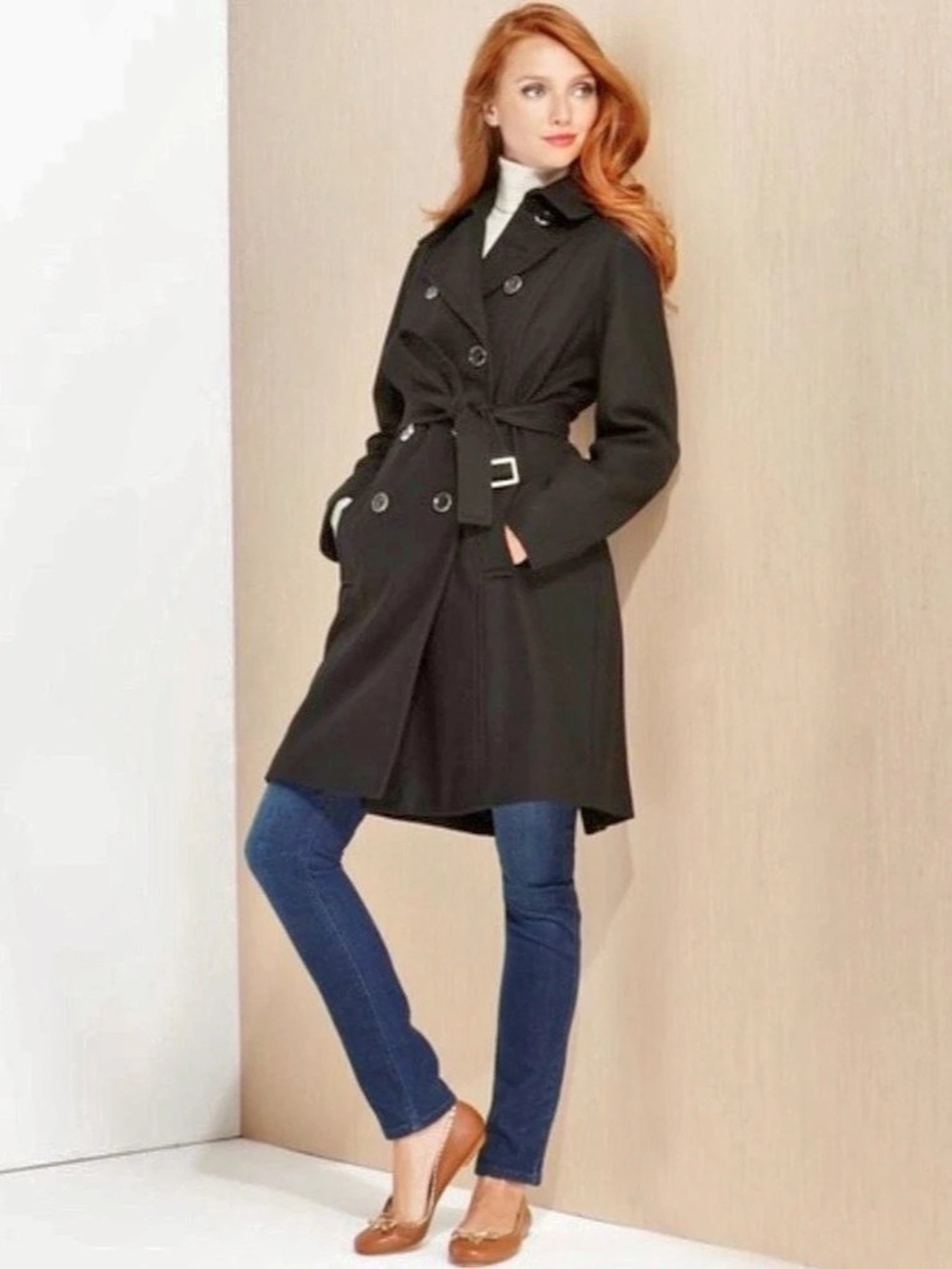 Michael Kors Black Trench Coat Size Small Like New